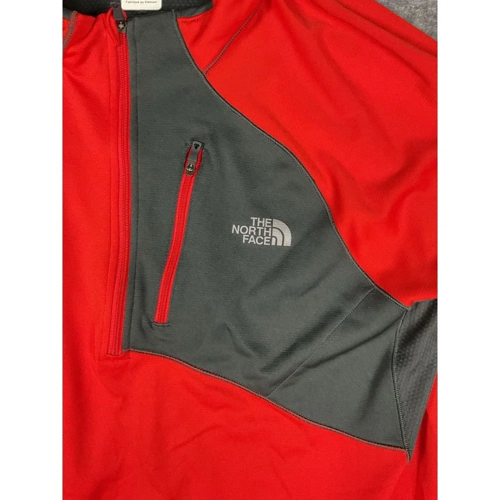 The North Face Impulse Performance Pullover Men L Shirt 1/4 Zip Red FlashDry